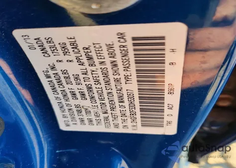 2013 Honda Civic Lx z USA, uszkodzony, nr VIN 2HGFB2F53DH530517